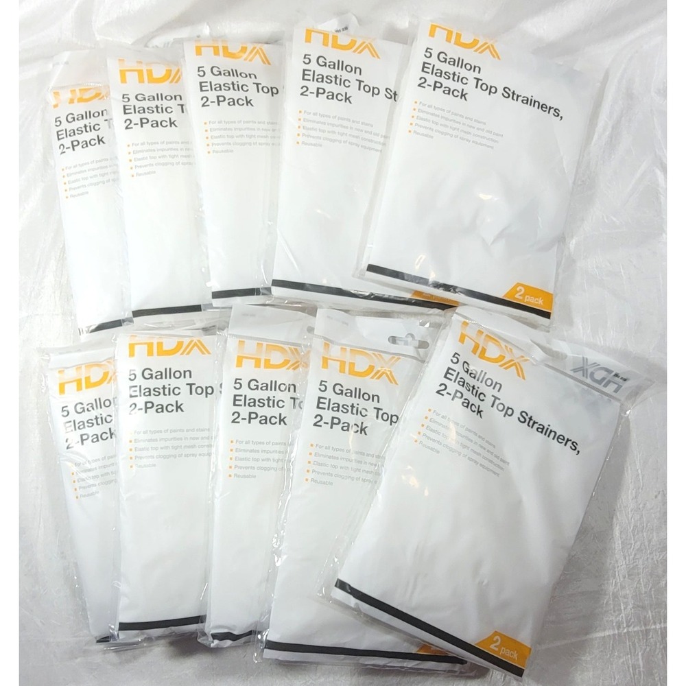 LOT: 10 Pkgs 2-Pack HDX 5 Gallon Bucket Elastic Top Strainers (20 Total) #11573